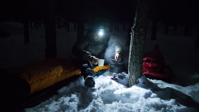 having tea before off to bed, I mean, off to my sleeping bag...