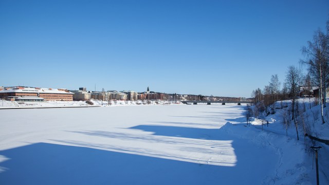 the frozen river in Skelleftea