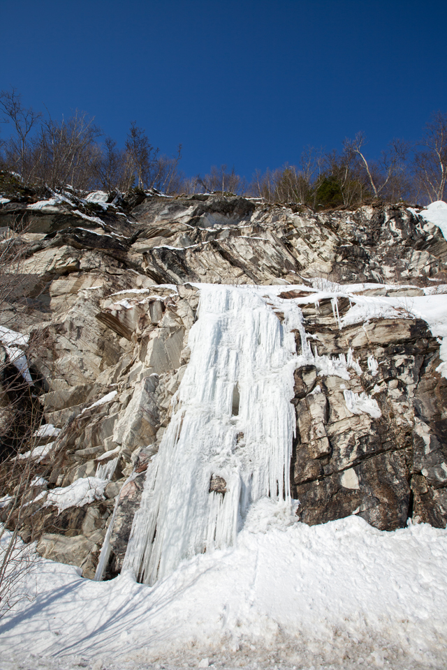 frozen waterfall down the mountains...