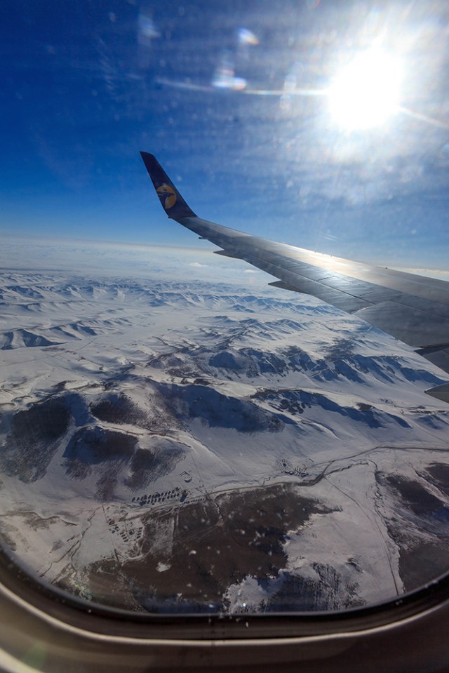 The look of the Gobi Desert from the plane window