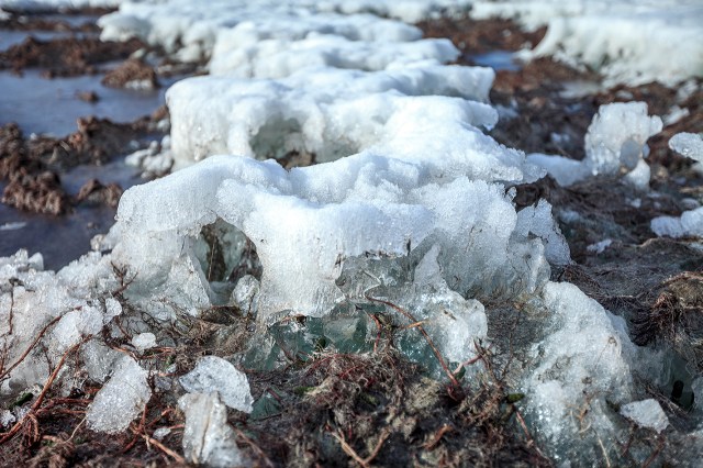 the lake of TsagaanNuur is still frozen... hard packed ice