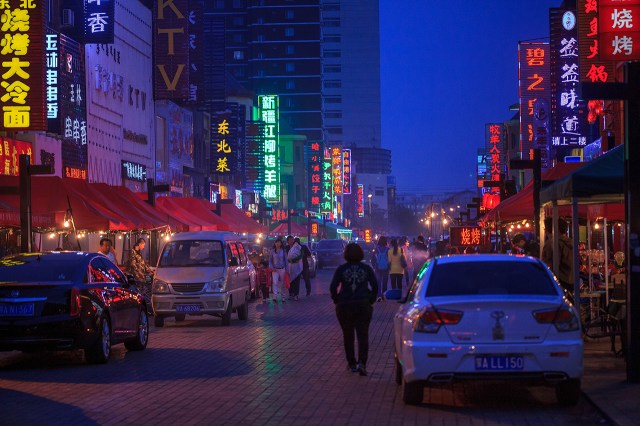 the street opposite my hostel. full of nice restaurants around here