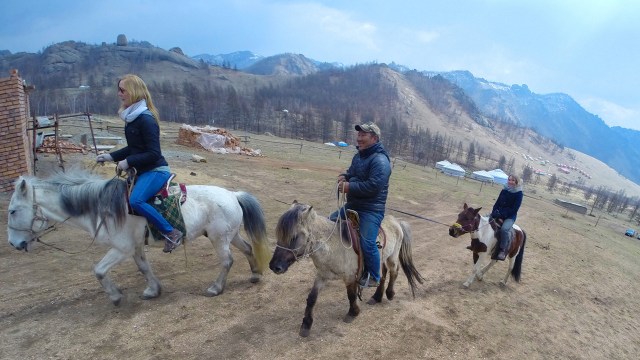 enjoying some horse riding trip