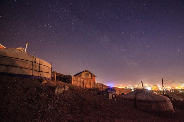 Mongolian ger under the milky way