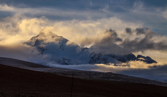 beautiful morning light shining through clouds in the Pamir