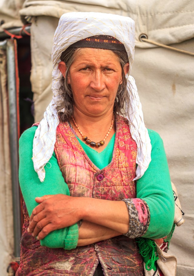 a very serious looking Tajik mama!