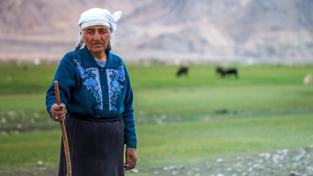 a Tajik woman who has survived so many winters in the Pamir mountains