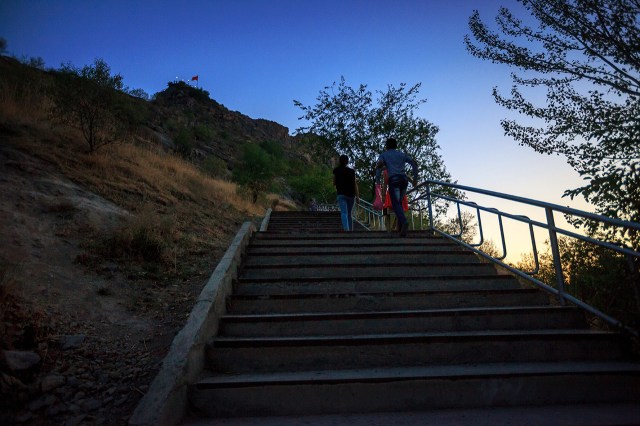 the stairs towards the peak of the mountain