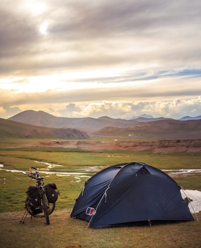 beautiful camping spot in the Kyrgyz grassland