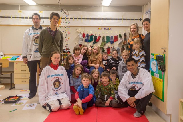 group picture of us and the school students & teachers