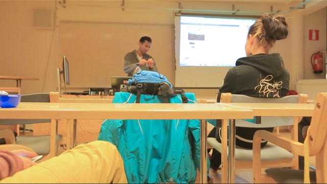 me giving a short talk in Santa Sport in Rovaniemi