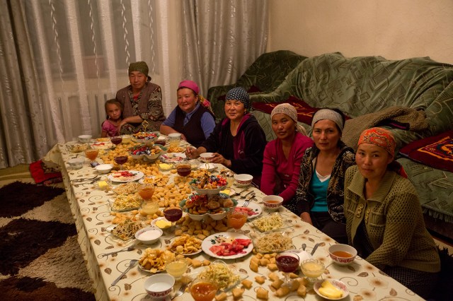 the gangs of Kochkor... having meals together after a long day of fasting